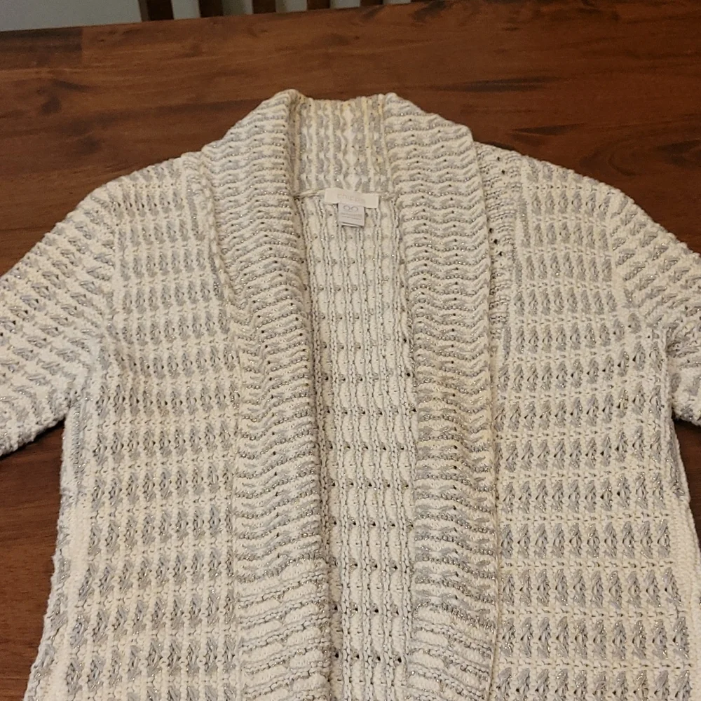 Chicos shawl collar cardigan sweater,  size  00, Chicos size chart 0/2-XS - Picture 6 of 8